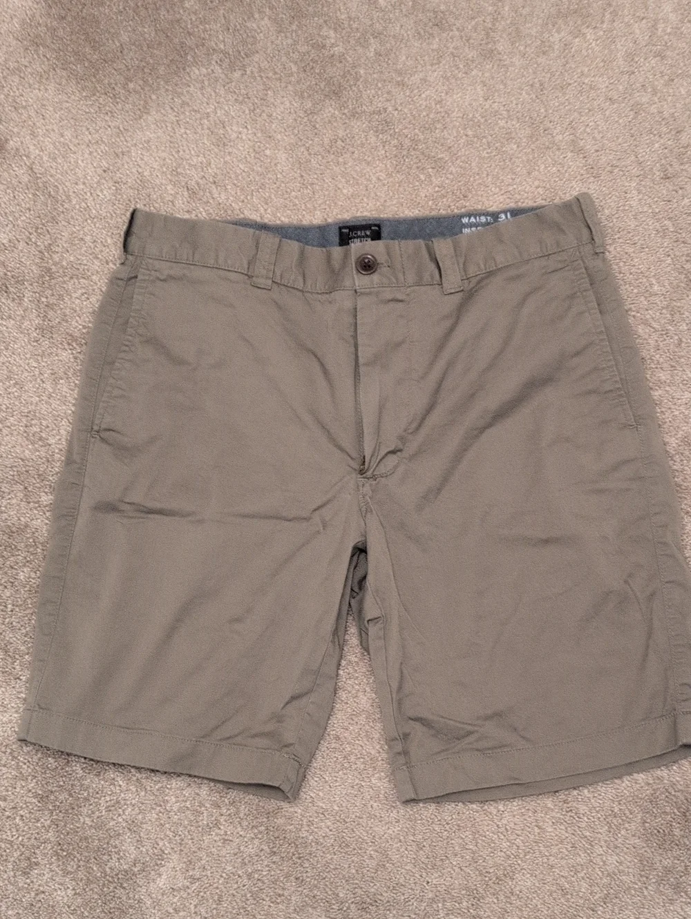 J. Crew Men's Olive Green/Brown Flat-Front Chino Shorts
